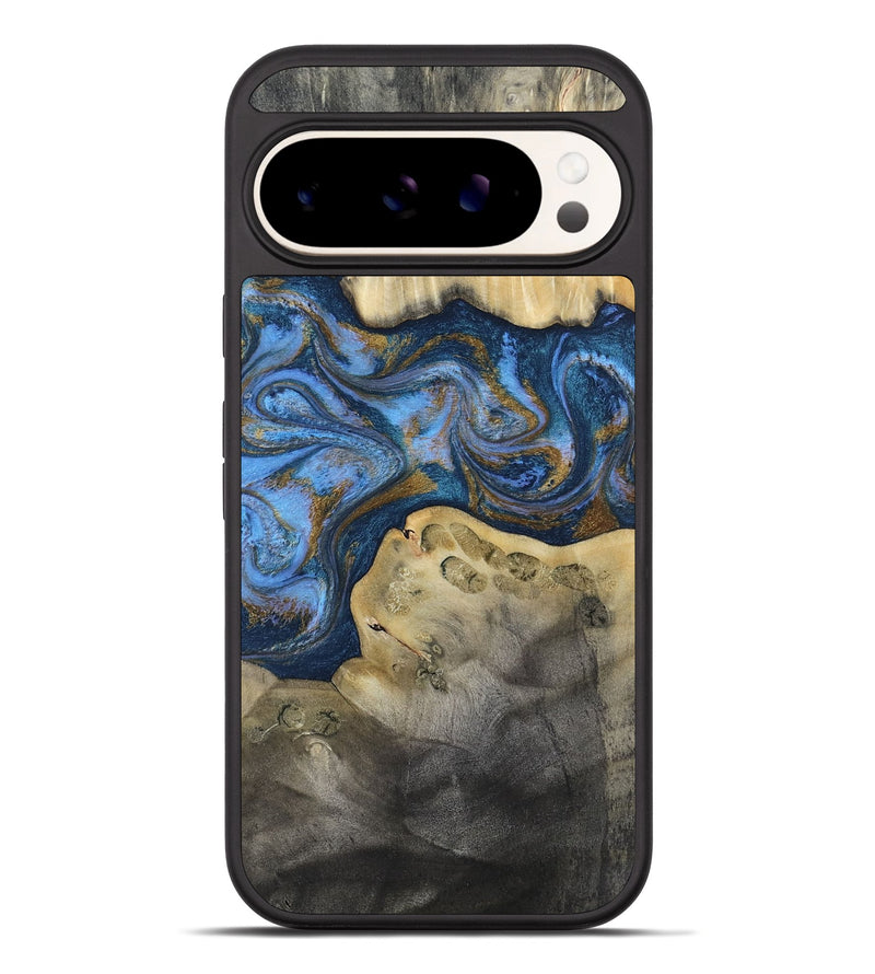 Pixel 10 Pro XL Wood Phone Case - Stephan (Teal & Gold, 813625)