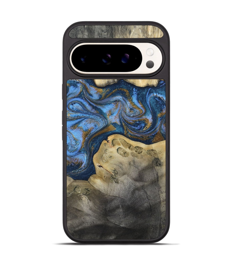 Pixel 9 Pro Wood Phone Case - Stephan (Teal & Gold, 813625)