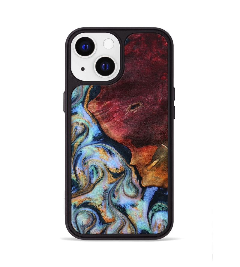 iPhone 13 Wood Phone Case - Jerod (Teal & Gold, 813631)