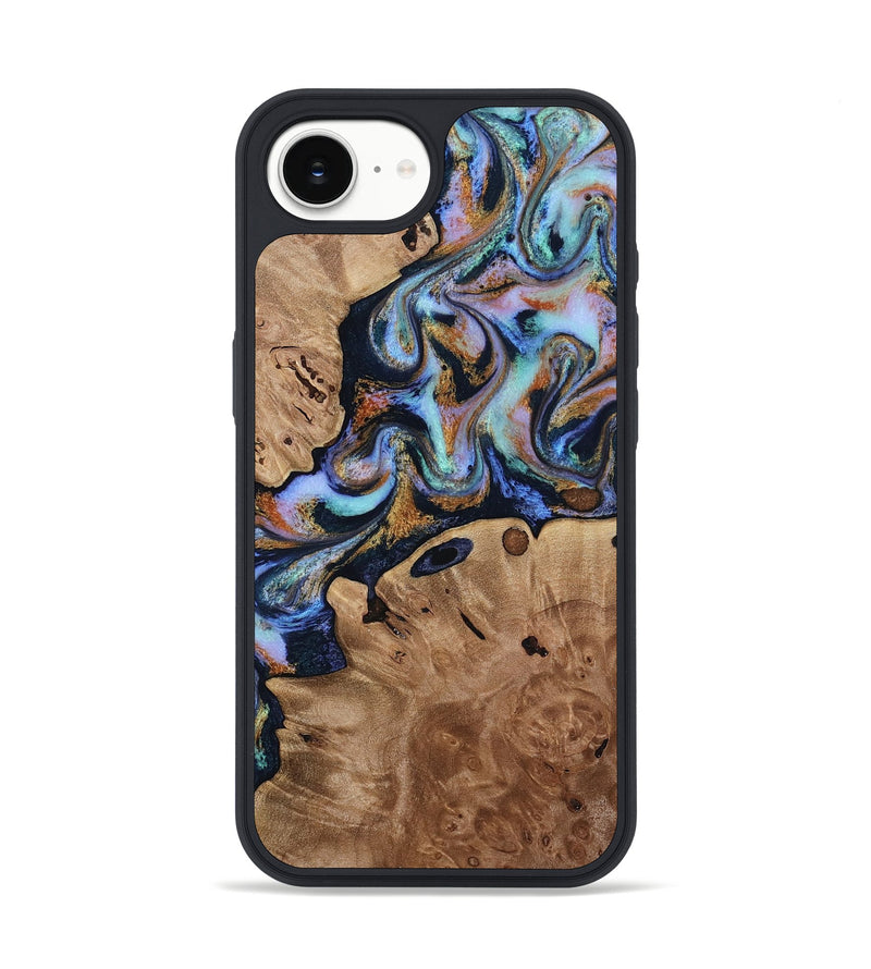 iPhone 17e Wood Phone Case - Arch (Teal & Gold, 813633)