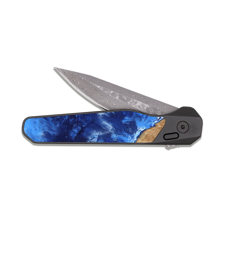 EDC Dark Damascus Wood Pocket Knife - Xyla (Coastal, 813676)