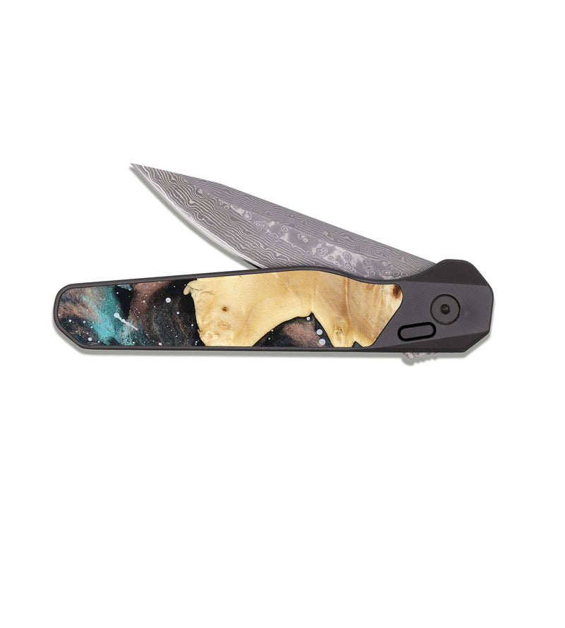 EDC Dark Damascus Wood Pocket Knife - Melanie (Cosmos, 813726)