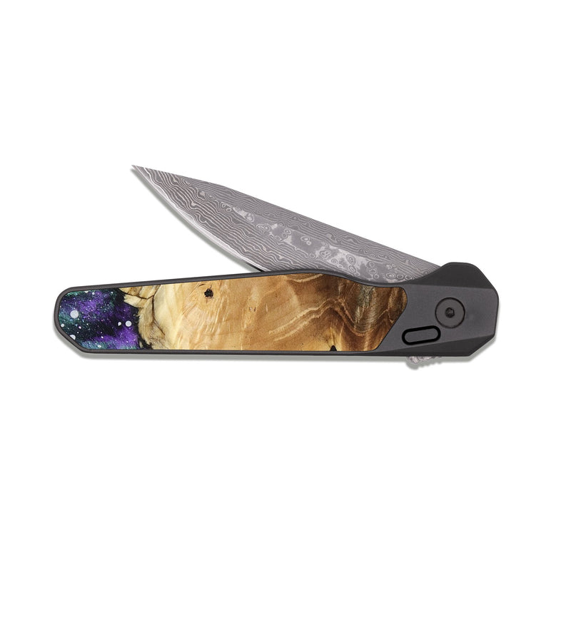 EDC Dark Damascus Wood Pocket Knife - Janeen (Cosmos, 813728)