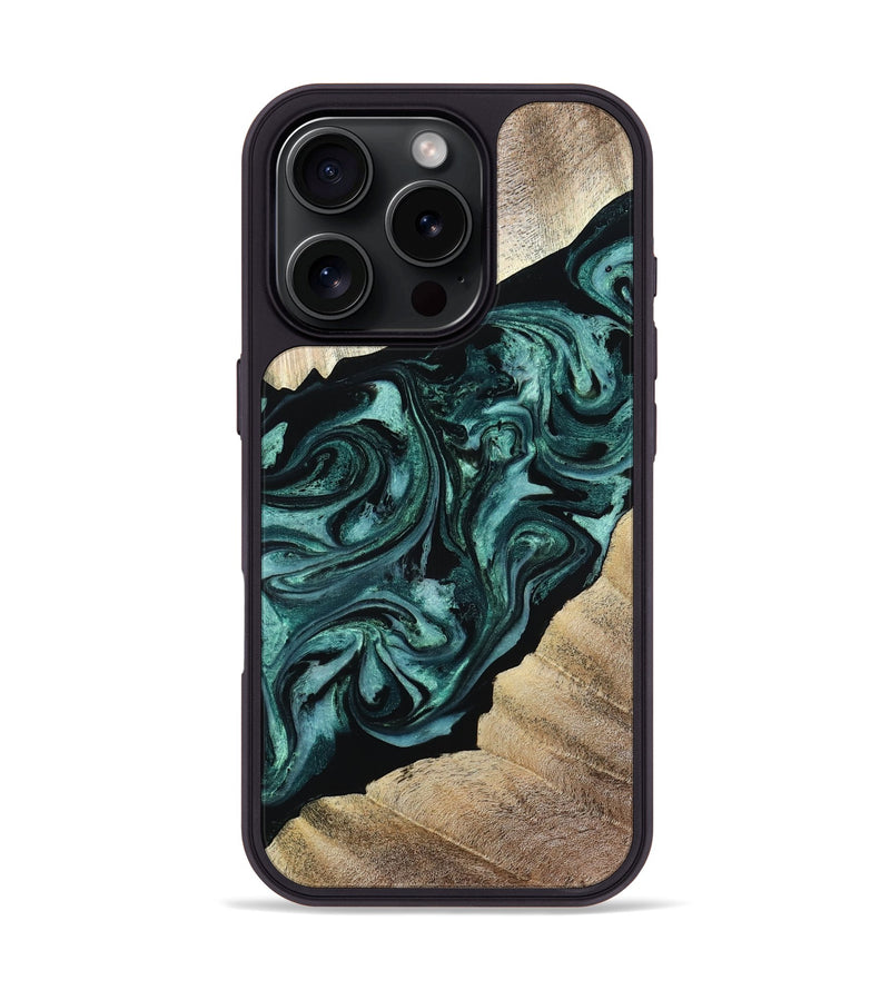iPhone 16 Pro Wood Phone Case - Ronald (Green, 813768)