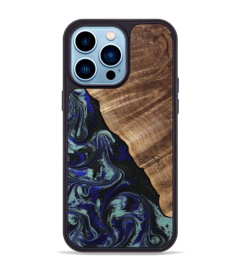 iPhone 14 Pro Max Wood Phone Case - Kayley (Blue, 813773)