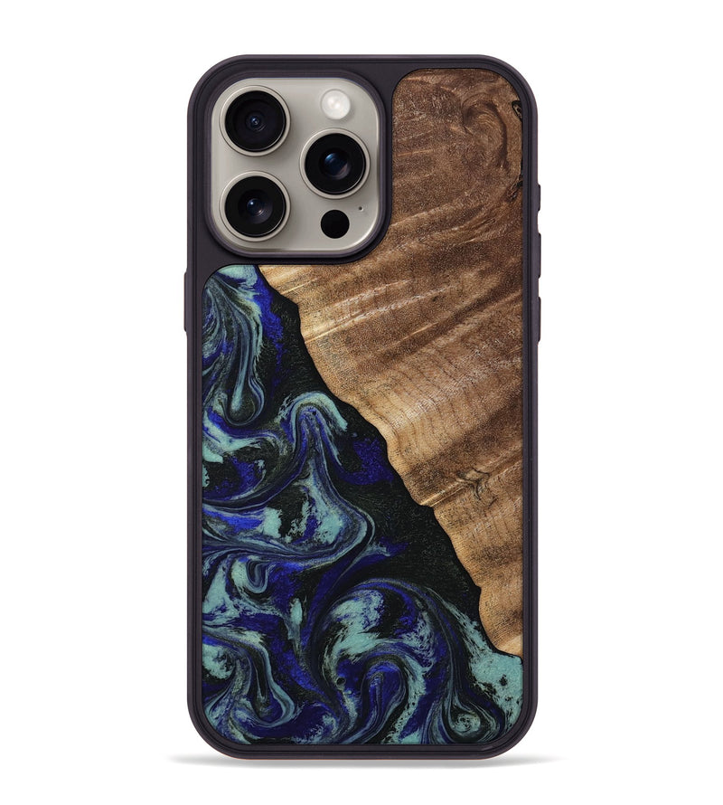 iPhone 15 Pro Max Wood Phone Case - Kayley (Blue, 813773)