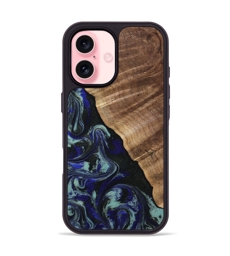 iPhone 16 Wood Phone Case - Kayley (Blue, 813773)