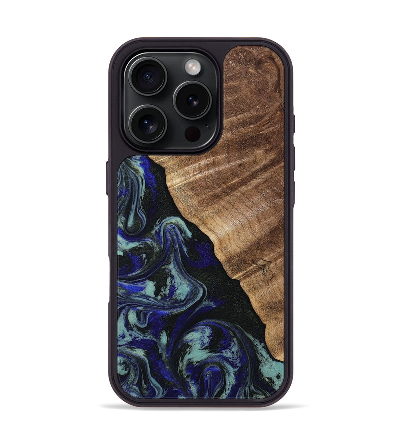 iPhone 16 Pro Wood Phone Case - Kayley (Blue, 813773)