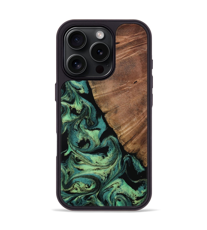 iPhone 16 Pro Wood Phone Case - Bennie (Green, 813775)