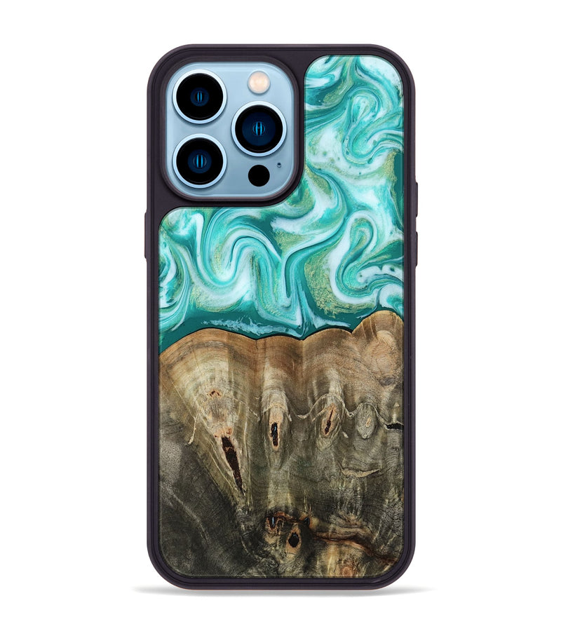 iPhone 14 Pro Max Wood Phone Case - Gigi (Green, 813776)
