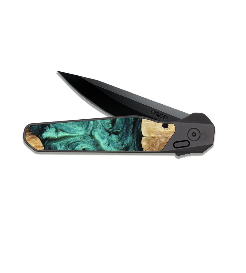 EDC Dark Slate Wood Pocket Knife - Brendon (Green, 813781)