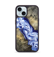 iPhone 15 Wood Phone Case - Basil (Blue, 813794)