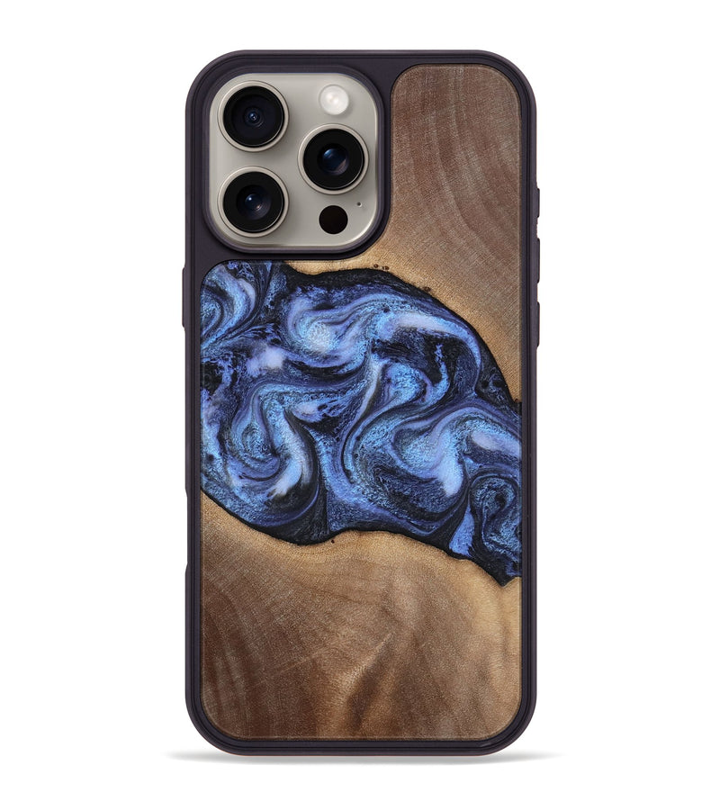 iPhone 16 Pro Max Wood Phone Case - Destini (Blue, 813803)