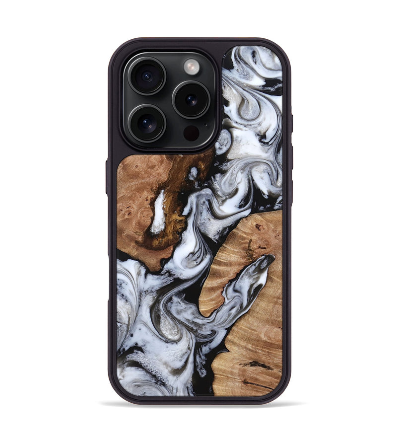 iPhone 16 Pro Wood Phone Case - Orrin (Black & White, 813869)