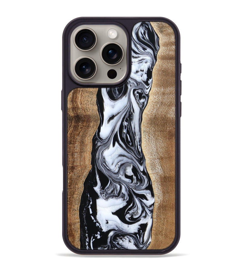 iPhone 16 Pro Max Wood Phone Case - Emelia (Black & White, 813875)