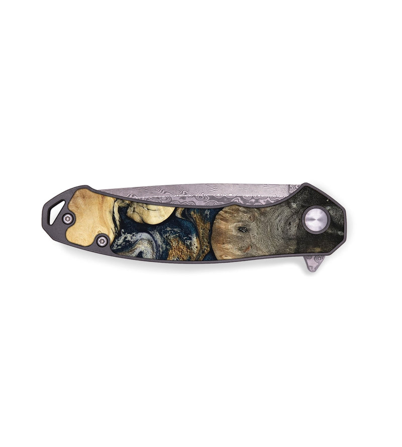 EDC Wood Pocket Knife - Roberto (Teal & Gold, 813898)