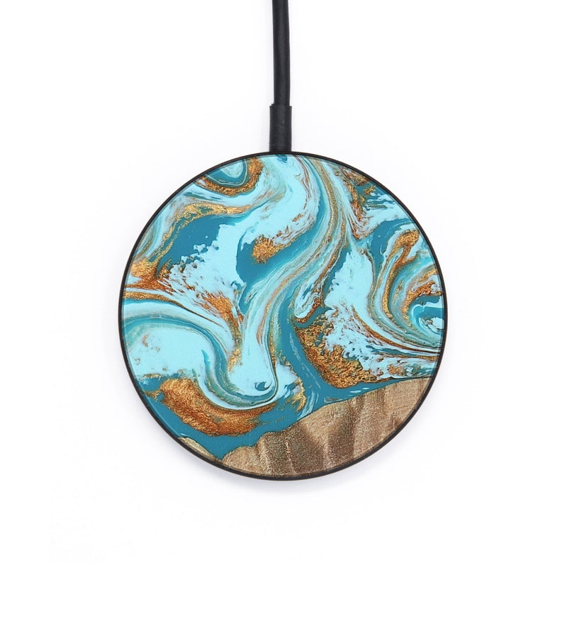 Circle Wood Wireless Charger - Kylian (Teal & Gold, 813903)