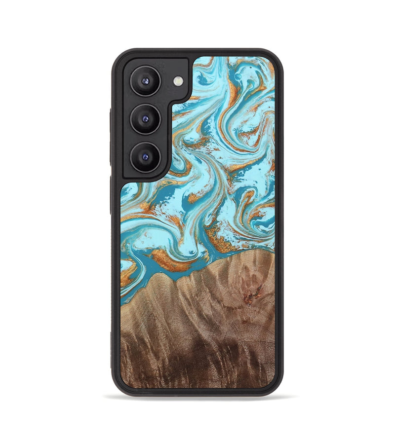 Galaxy S23 Wood Phone Case - Kylian (Teal & Gold, 813903)