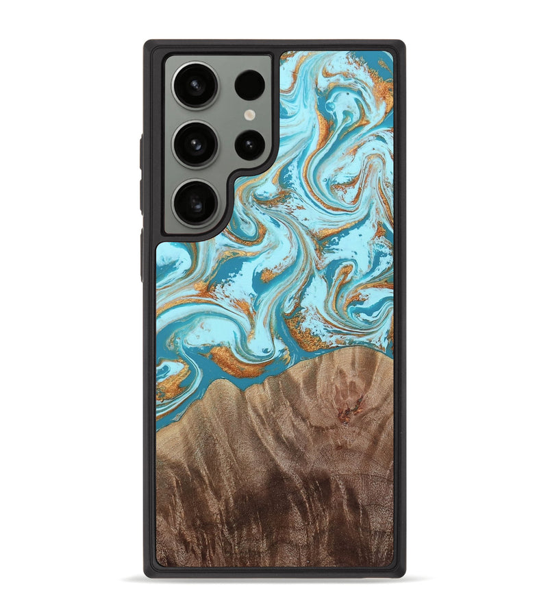 Galaxy S23 Ultra Wood Phone Case - Kylian (Teal & Gold, 813903)