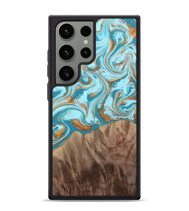 Galaxy S24 Ultra Wood Phone Case - Kylian (Teal & Gold, 813903)