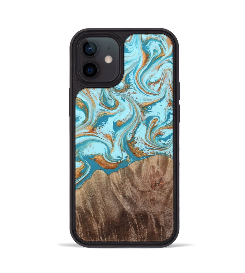 iPhone 12 Wood Phone Case - Kylian (Teal & Gold, 813903)