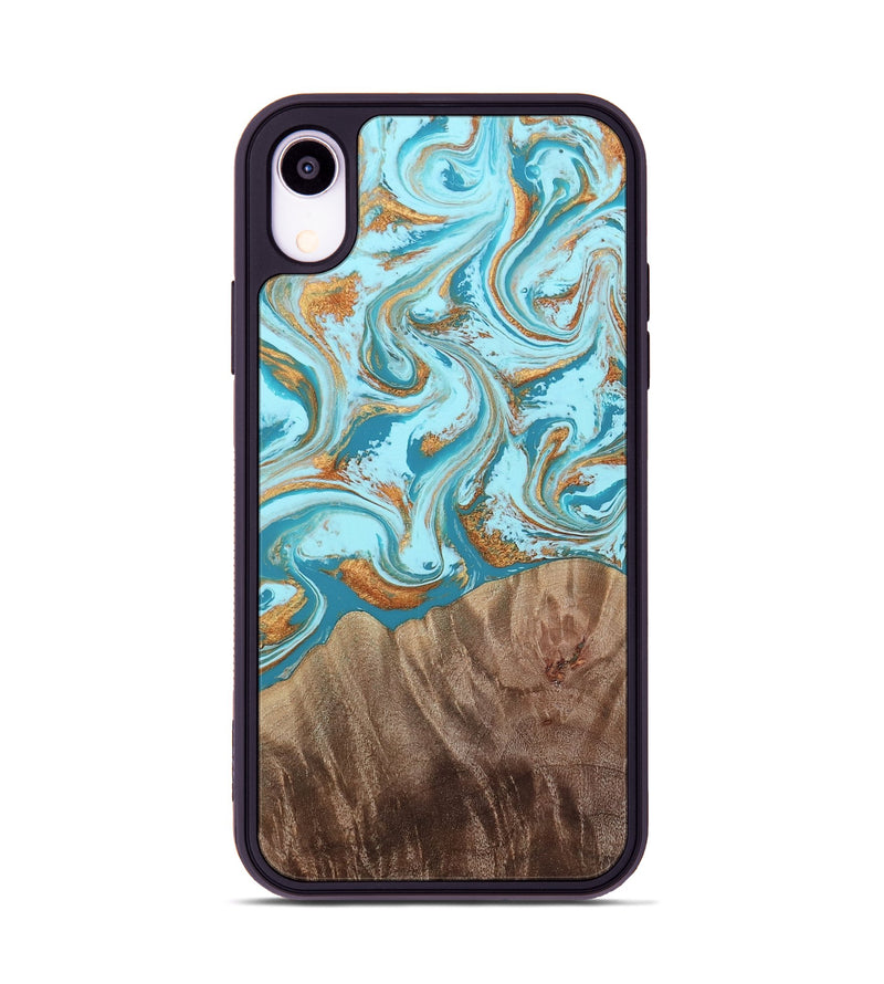 iPhone Xr Wood Phone Case - Kylian (Teal & Gold, 813903)