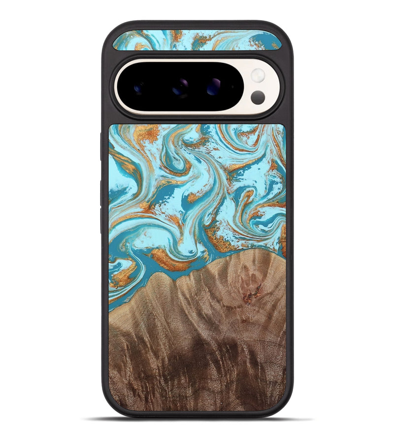 Pixel 10 Pro XL Wood Phone Case - Kylian (Teal & Gold, 813903)