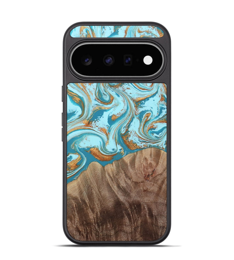 Pixel 11 Wood Phone Case - Kylian (Teal & Gold, 813903)