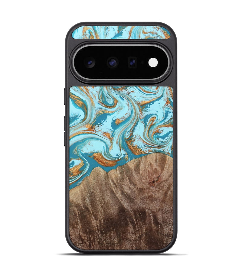 Pixel 11 Pro Wood Phone Case - Kylian (Teal & Gold, 813903)