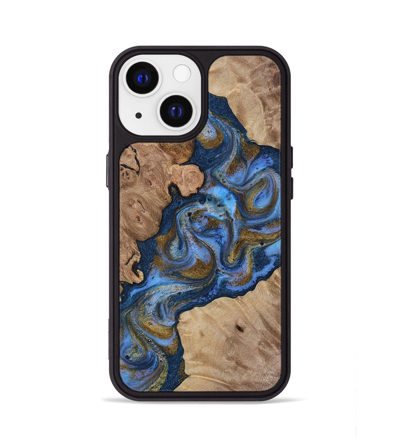 iPhone 13 Wood Phone Case - Liam (Teal & Gold, 813904)