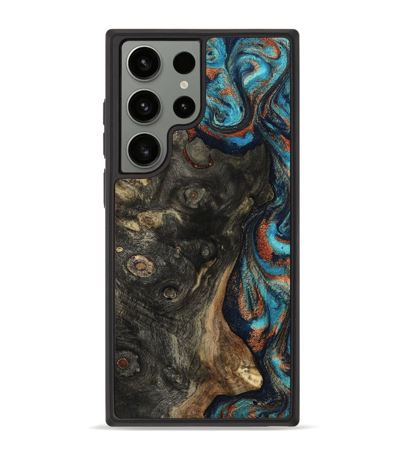 Galaxy S23 Ultra Wood Phone Case - Jailyn (Teal & Gold, 813920)