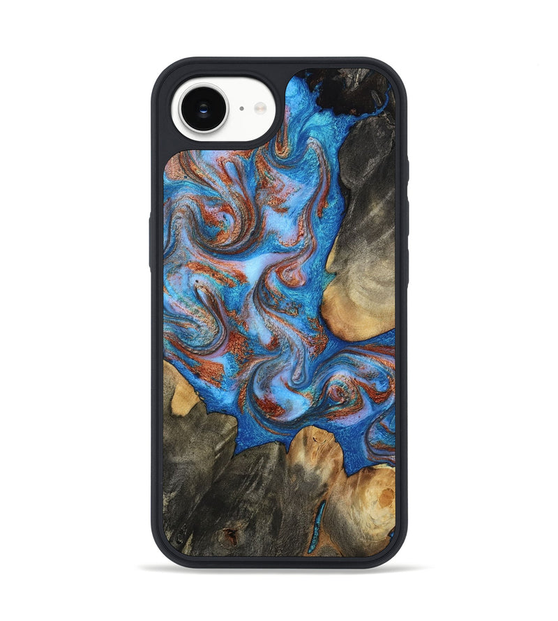 iPhone 16e Wood Phone Case - Rudy (Teal & Gold, 813922)