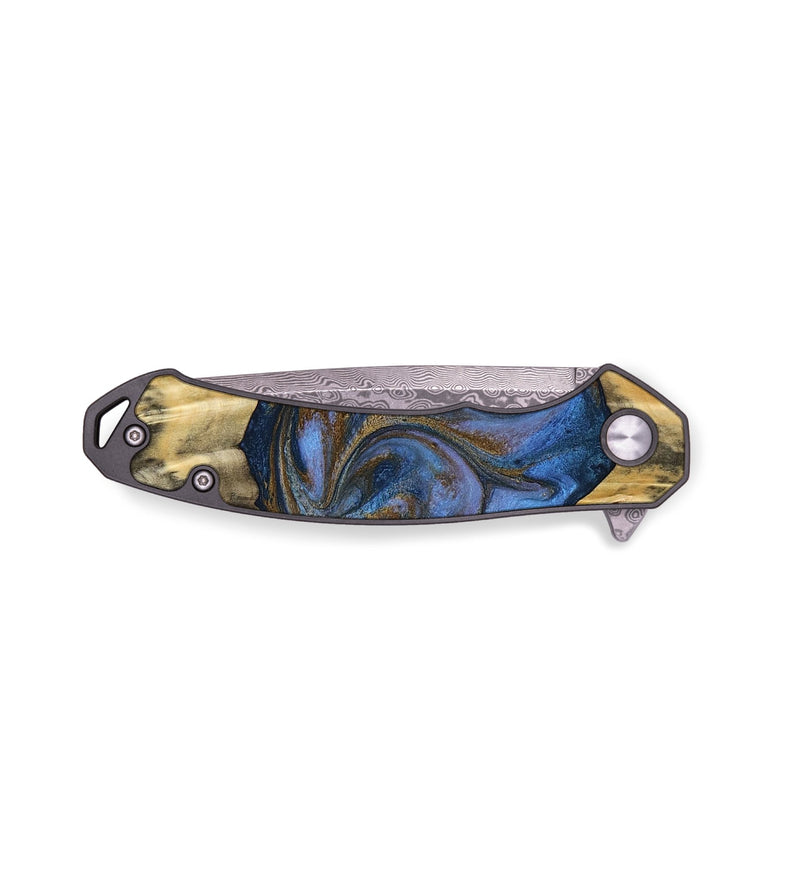 EDC Wood Pocket Knife - Florine (Teal & Gold, 813923)