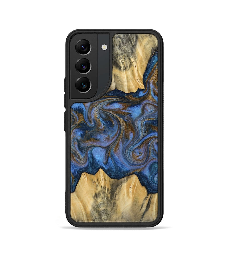 Galaxy S22 Wood Phone Case - Florine (Teal & Gold, 813923)