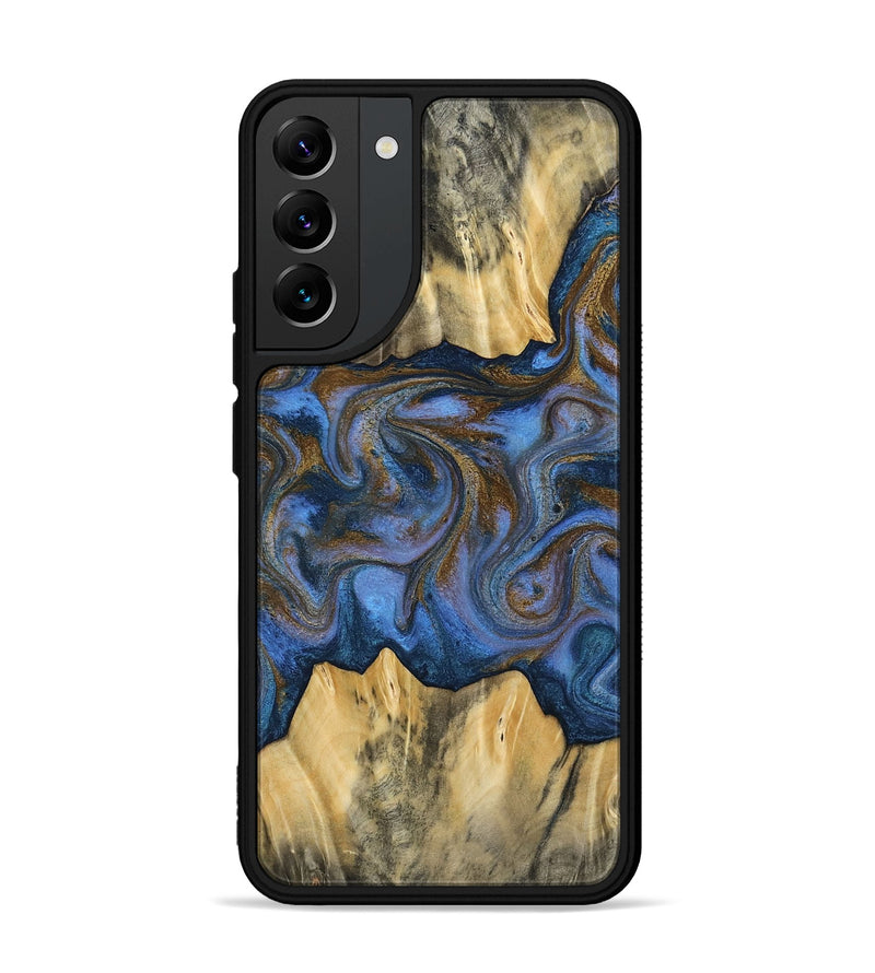 Galaxy S22 Plus Wood Phone Case - Florine (Teal & Gold, 813923)