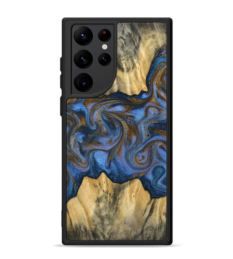 Galaxy S22 Ultra Wood Phone Case - Florine (Teal & Gold, 813923)