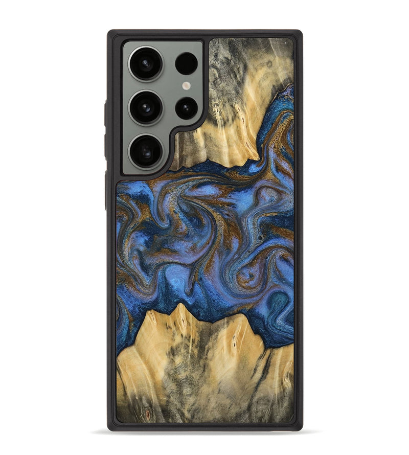 Galaxy S23 Ultra Wood Phone Case - Florine (Teal & Gold, 813923)
