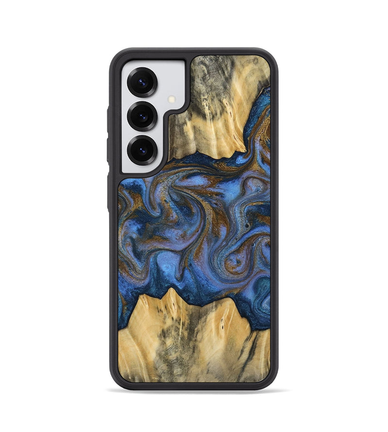 Galaxy S25 Wood Phone Case - Florine (Teal & Gold, 813923)