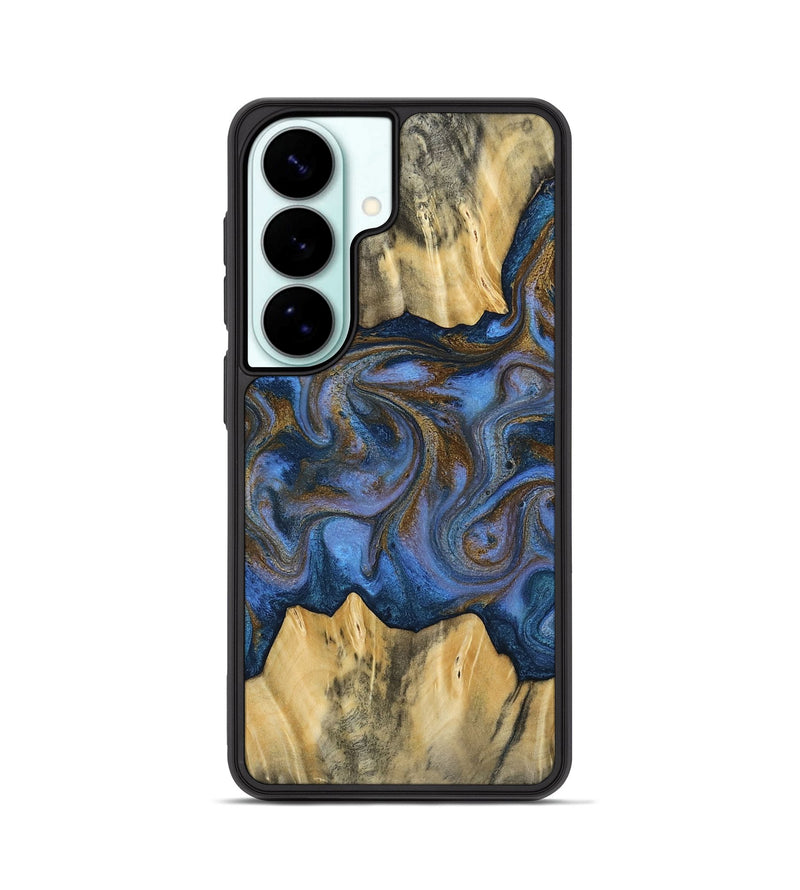 Galaxy S26 Wood Phone Case - Florine (Teal & Gold, 813923)