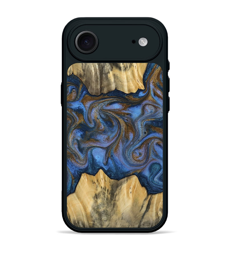 iPhone 17 Air Wood Phone Case - Florine (Teal & Gold, 813923)