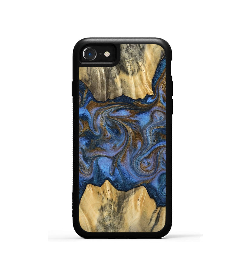 iPhone SE Wood Phone Case - Florine (Teal & Gold, 813923)
