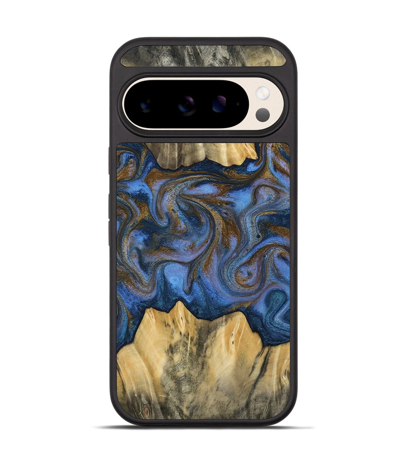 Pixel 10 Pro Wood Phone Case - Florine (Teal & Gold, 813923)