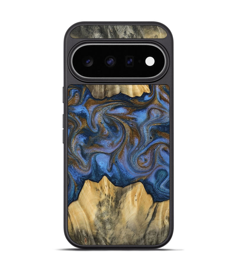 Pixel 11 Pro Wood Phone Case - Florine (Teal & Gold, 813923)