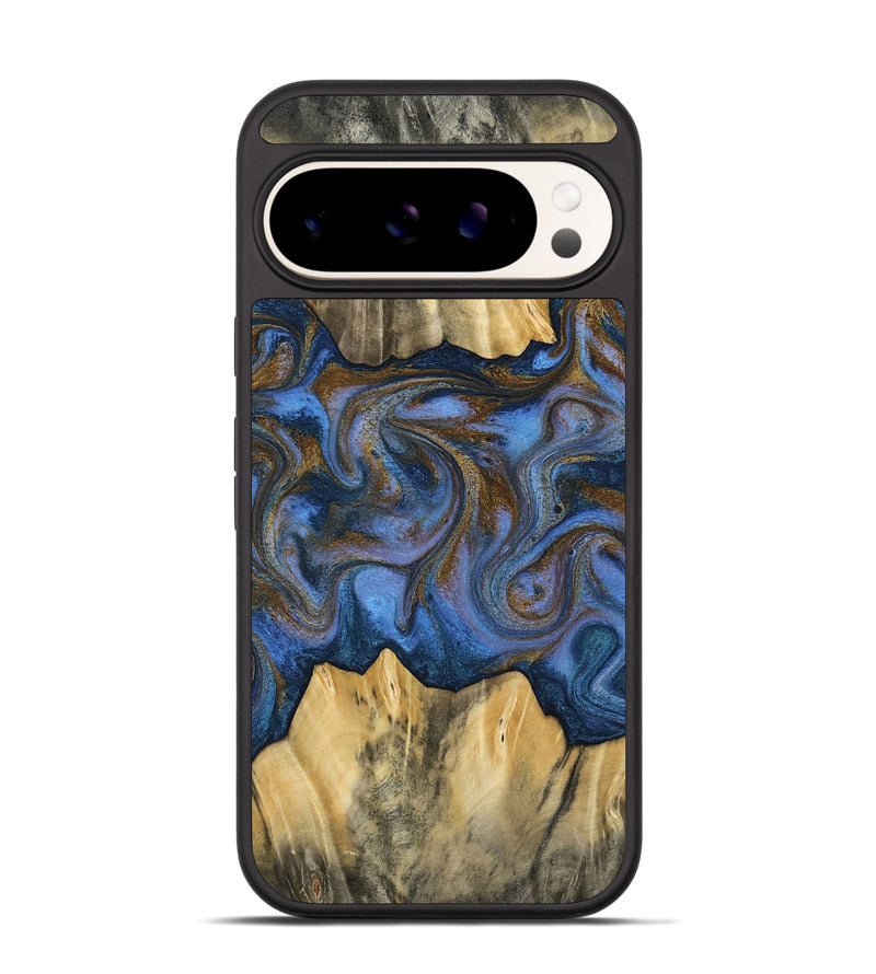 Pixel 9 Pro Wood Phone Case - Florine (Teal & Gold, 813923)