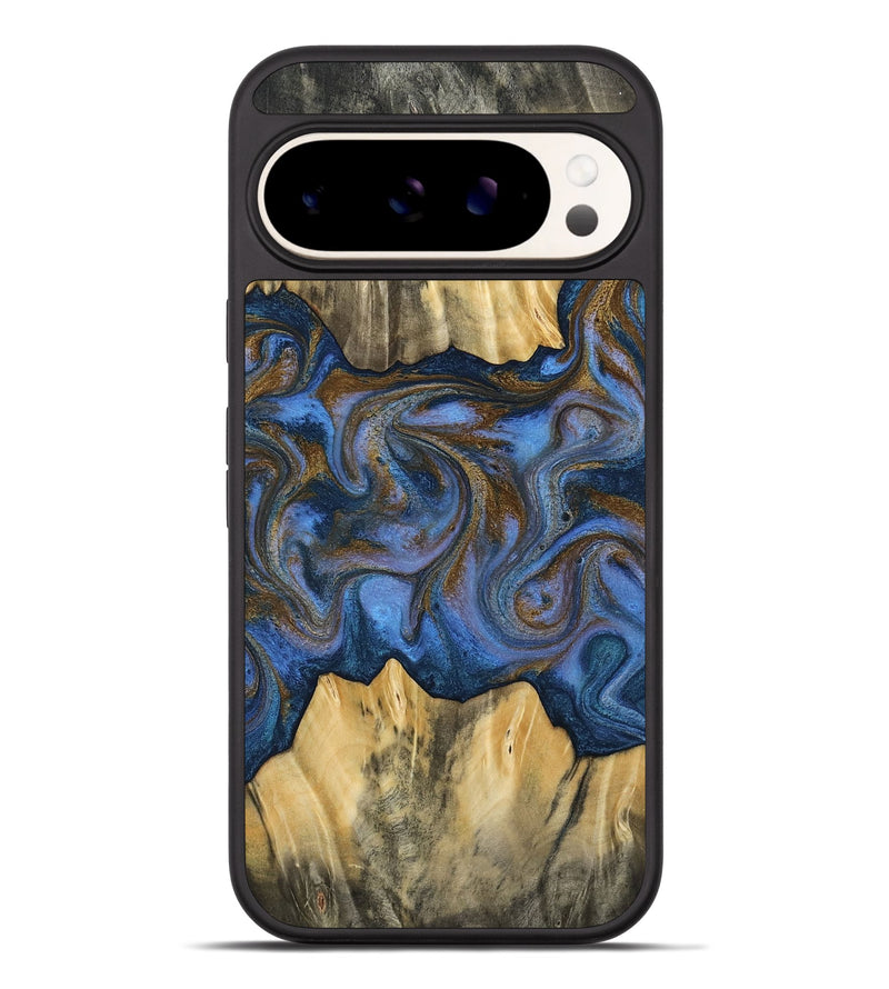 Pixel 9 Pro XL Wood Phone Case - Florine (Teal & Gold, 813923)