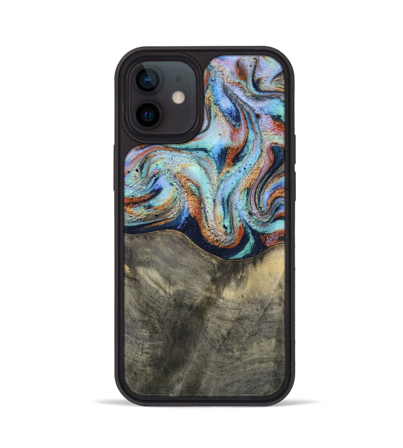 iPhone 12 Wood Phone Case - Mandi (Teal & Gold, 813924)