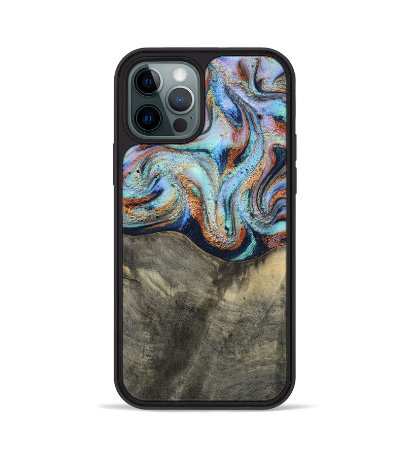 iPhone 12 Pro Wood Phone Case - Mandi (Teal & Gold, 813924)