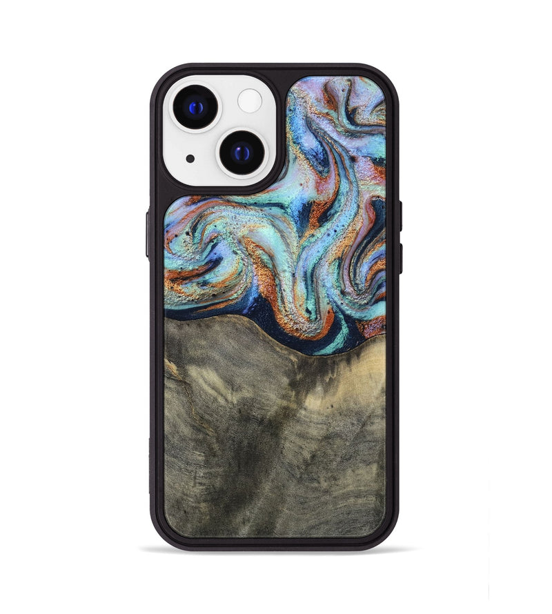 iPhone 13 Wood Phone Case - Mandi (Teal & Gold, 813924)