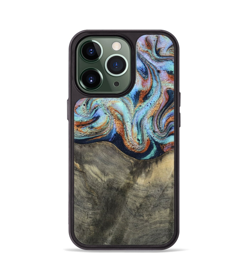 iPhone 13 Pro Wood Phone Case - Mandi (Teal & Gold, 813924)