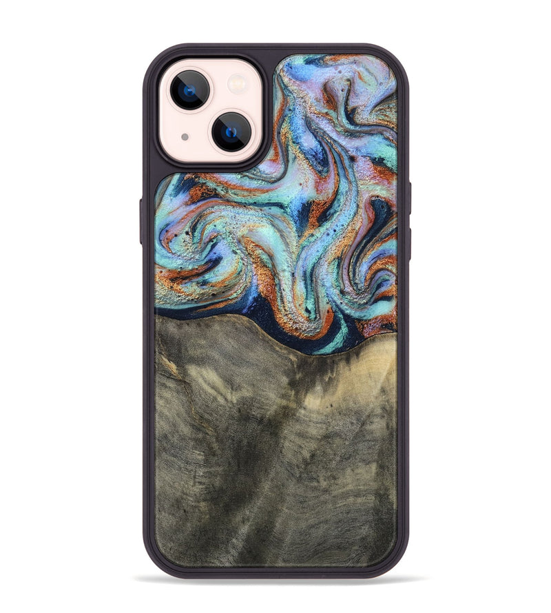 iPhone 14 Plus Wood Phone Case - Mandi (Teal & Gold, 813924)